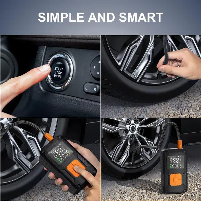 Alt view image 5 of 7 - Hajomel Tire Inflator Portable Air Compressor, Air Pump with Digital Pressure Gauge,Portable Air Compressor for Cars, Bike, Motorcycle,Ball