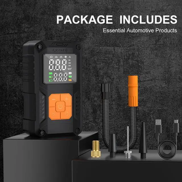 Alt view image 7 of 7 - Hajomel Tire Inflator Portable Air Compressor, Air Pump with Digital Pressure Gauge,Portable Air Compressor for Cars, Bike, Motorcycle,Ball