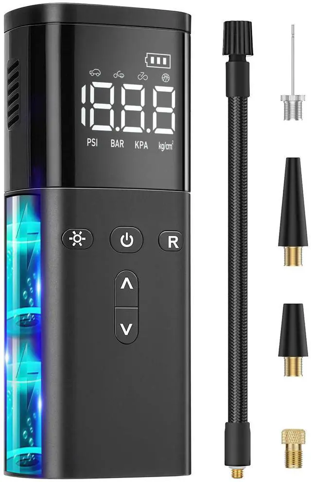 Main image of Tire Inflator Portable Air Compressor, Air Pump for Car Tires, Cordless Air Compressor 120 PSI - One Click Smart, Tire Pump for Car, Motorcycle, Bicycle, Balls, with Pressure Gauge, LED Light