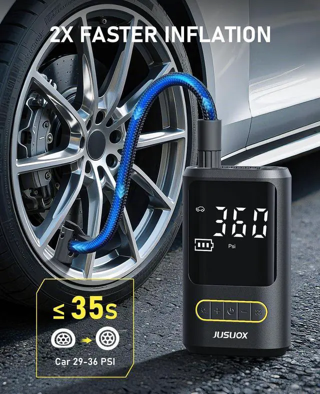 Alt view image 2 of 7 - Tire Inflator Portable Air Compressor, 150PSI Cordless, Auto Off