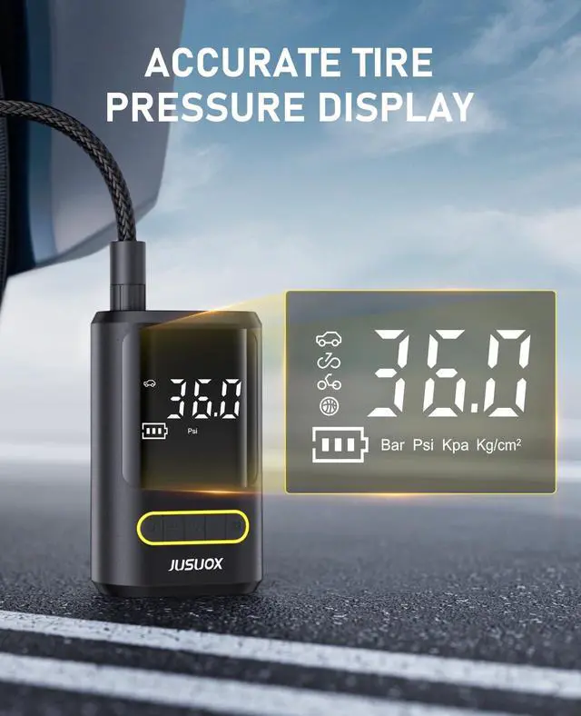 Alt view image 4 of 7 - Tire Inflator Portable Air Compressor, 150PSI Cordless, Auto Off
