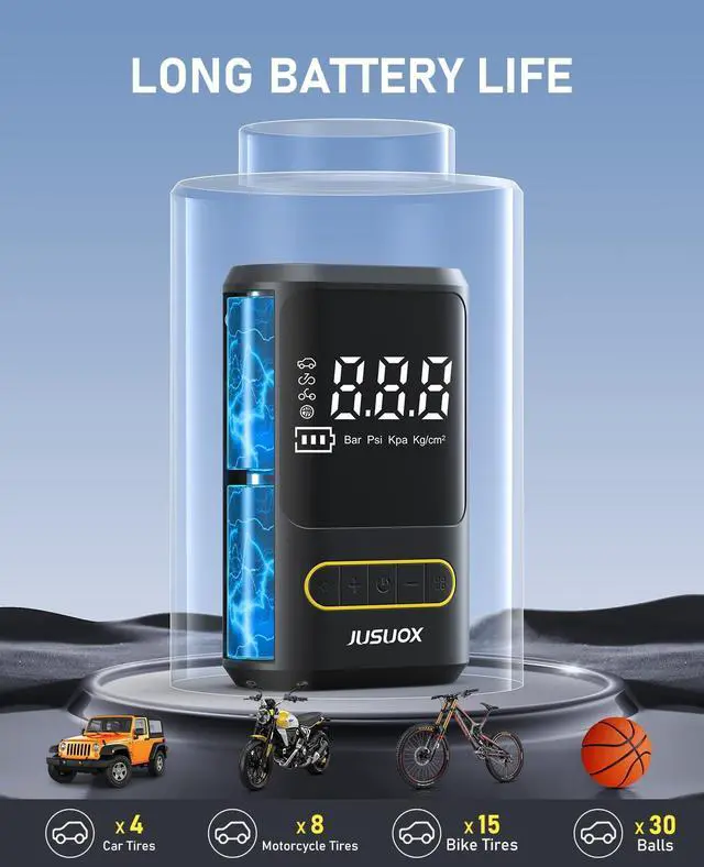 Alt view image 5 of 7 - Tire Inflator Portable Air Compressor, 150PSI Cordless, Auto Off
