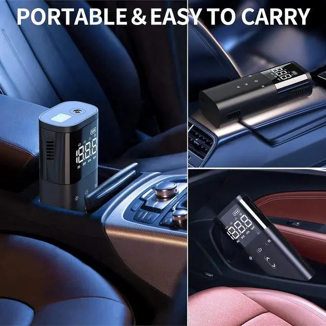 Alt view image 7 of 7 - Tire Inflator Portable Air Compressor, Air Pump for Car Tires, Cordless Air Compressor 120 PSI - One Click Smart, Tire Pump for Car, Motorcycle, Bicycle, Balls, with Pressure Gauge, LED Light