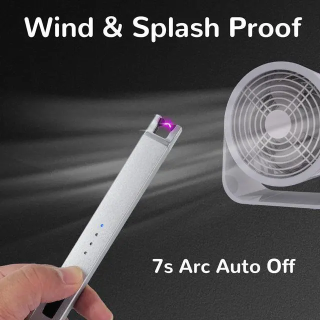 Alt view image 2 of 7 - 3 Pack Electric Candle Lighter USB Rechargeable Lighters Windproof Plasma Arc Lighters Flameless Type C Long Lighter with Safety Switch for Candle BBQ Camping Birthday Fireworks