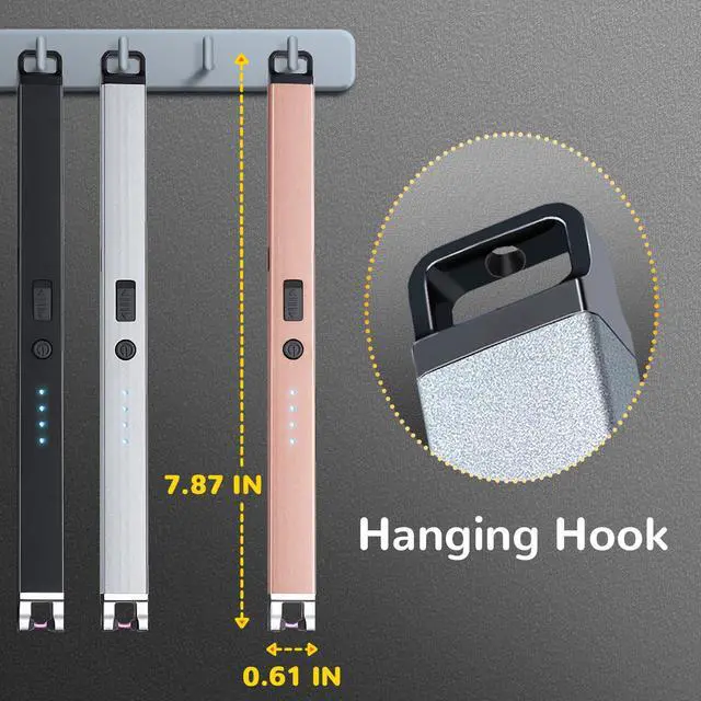 Alt view image 6 of 7 - 3 Pack Electric Candle Lighter USB Rechargeable Lighters Windproof Plasma Arc Lighters Flameless Type C Long Lighter with Safety Switch for Candle BBQ Camping Birthday Fireworks