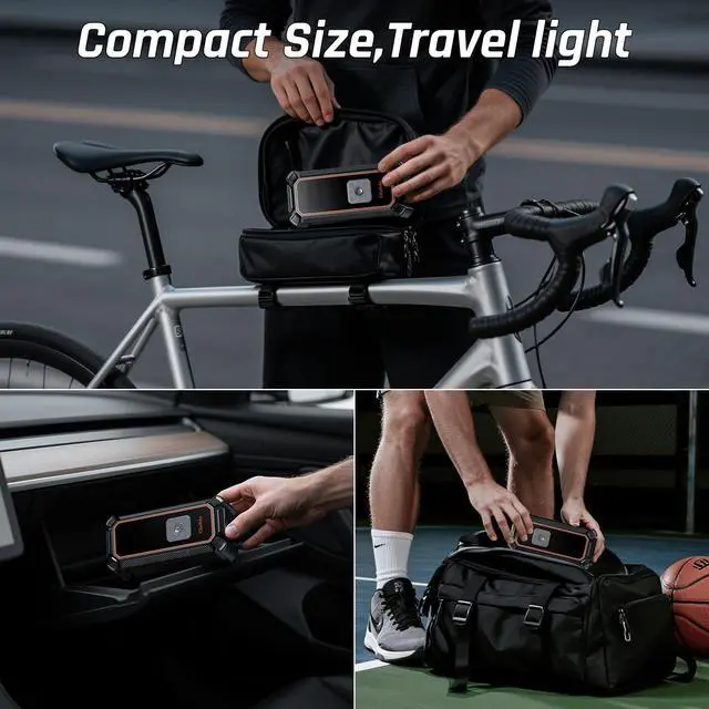 Alt view image 4 of 7 - OlarHike Cordless Tire Inflator Portable Air Compressor, 150PSI Dual Power - 5400 mAh & 12V DC, Air Pump for Car Tires, Bike, Motorcycle, Bicycle, Electric Pump with LED Light & Digital Pressure Gauge