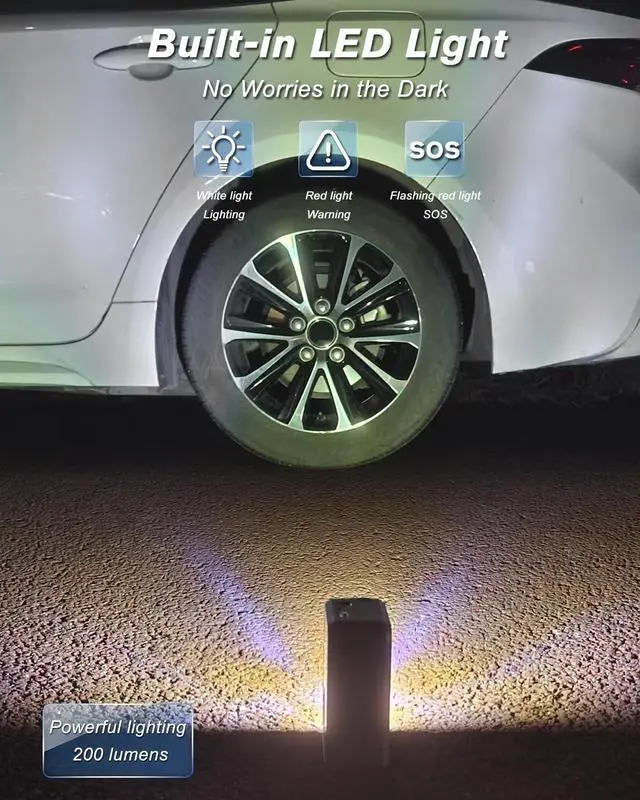 Alt view image 6 of 7 - Tire Inflator Portable Air Compressor, Auto air Pump for Car tires Cordless Rechargeable Battery and 12V DC with Pressure Gauge 200PSI 4X Smart Fast Inflation for Cars Bicycles Motorcycles Balls