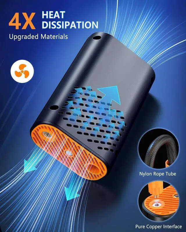 Alt view image 5 of 7 - Termitor Tire Inflator Portable Air Compressor 150PSI Cordless Air Pump for Car, Motorcycle, Bicycle Tires, Balls, Auto Air Compressor with Digital Pressure Gauge, Emergency LED Light