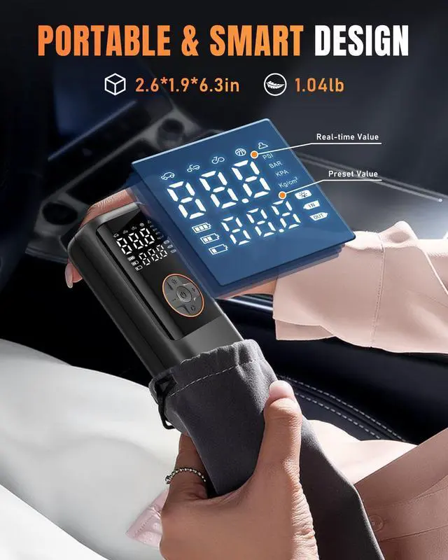 Alt view image 5 of 7 - MAKELIFT Tire Inflator Portable Air Compressor, 150PSI Air Compressor for Car Tires, Cordless Bike Pump with Pressure Gauge & LED Light, Tire Pump for Cars, Motorcycles, Bikes, Balls