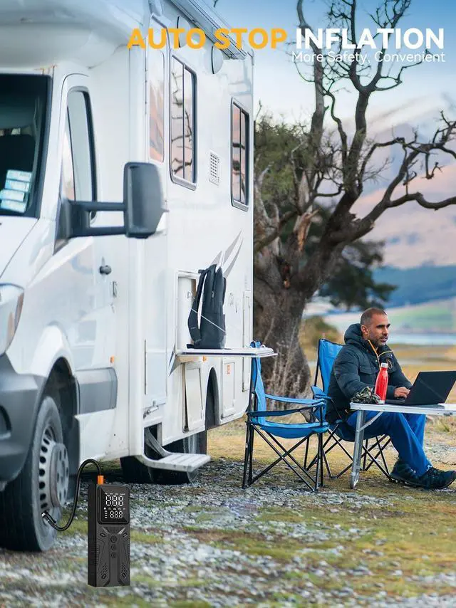 Alt view image 3 of 7 - AIRSURE Tire Inflator Portable Air Compressor, High-Speed 150PSI Cordless Air Pump for Car Tires with Powerful Battery, Auto Shut-Off - Portable Tire Pump for Car, Bike, Motorcycle and Balls