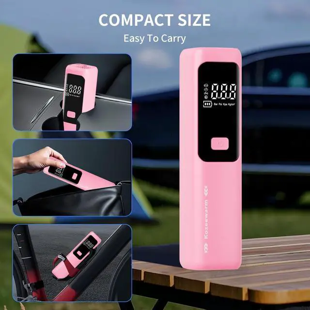 Alt view image 3 of 7 - Tire Inflator Portable Air Compressor Auto Shut-Off, Cordless Rechargeable Digital Car Tire Pump for Car, SUV, Motorcycle, Bicycle & Balls