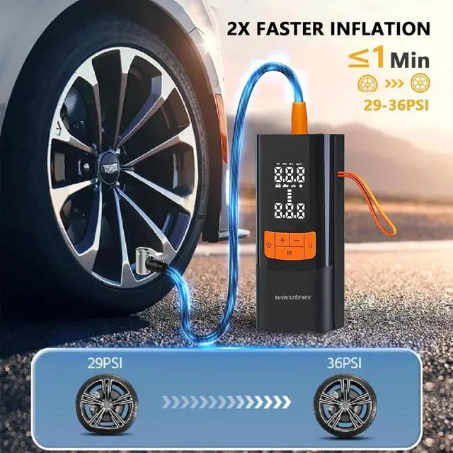 Alt view image 2 of 7 - Tire Inflator Portable Air Compressor, 15000mAh and 150PSI Car Tire Pump with Pressure Display for Cars, Motorcycles, Bicycles, Ball Bikes with Pressure Gauge,