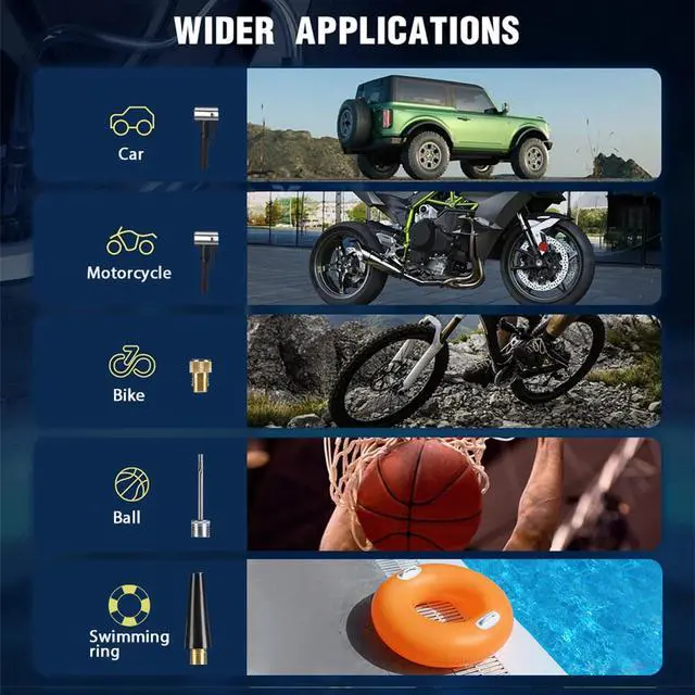 Alt view image 3 of 7 - Tire Inflator Portable Air Compressor, 15000mAh and 150PSI Car Tire Pump with Pressure Display for Cars, Motorcycles, Bicycles, Ball Bikes with Pressure Gauge,