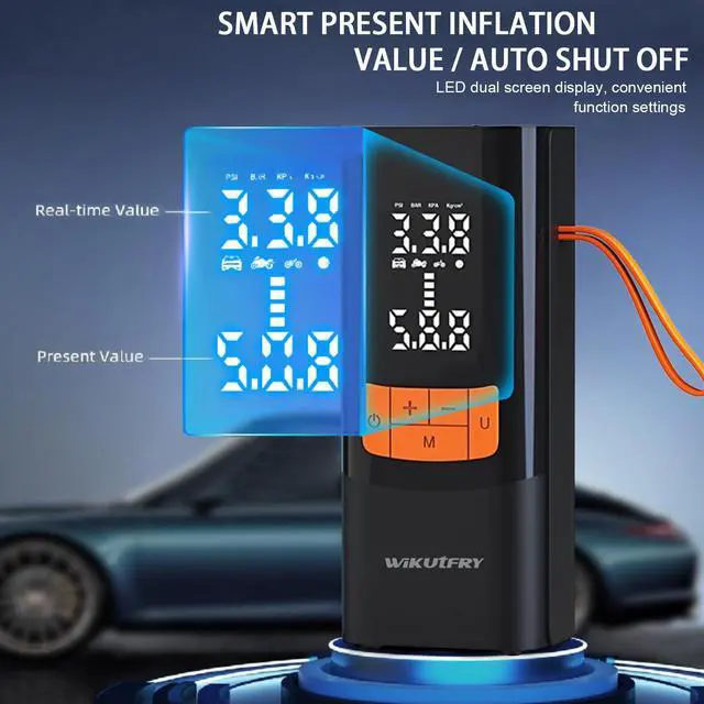 Alt view image 4 of 7 - Tire Inflator Portable Air Compressor, 15000mAh and 150PSI Car Tire Pump with Pressure Display for Cars, Motorcycles, Bicycles, Ball Bikes with Pressure Gauge,