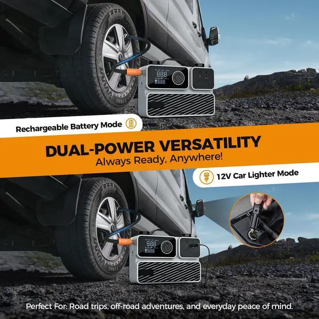 Alt view image 2 of 6 - Tire Inflator Portable Air Compressor, Cordless Mini Air Pump for Car Tires