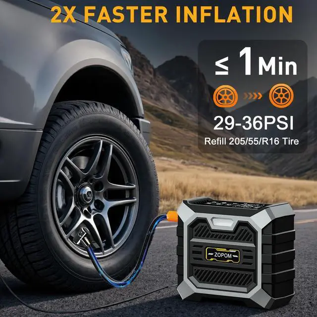 Alt view image 2 of 7 - Tire Inflator Portable Air Compressor DC 12V Portable Air Compressor with Digital Pressure Gauge Air Pump for Car Tires Car Accessories Motor Bike