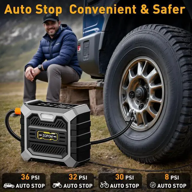 Alt view image 3 of 7 - Tire Inflator Portable Air Compressor DC 12V Portable Air Compressor with Digital Pressure Gauge Air Pump for Car Tires Car Accessories Motor Bike