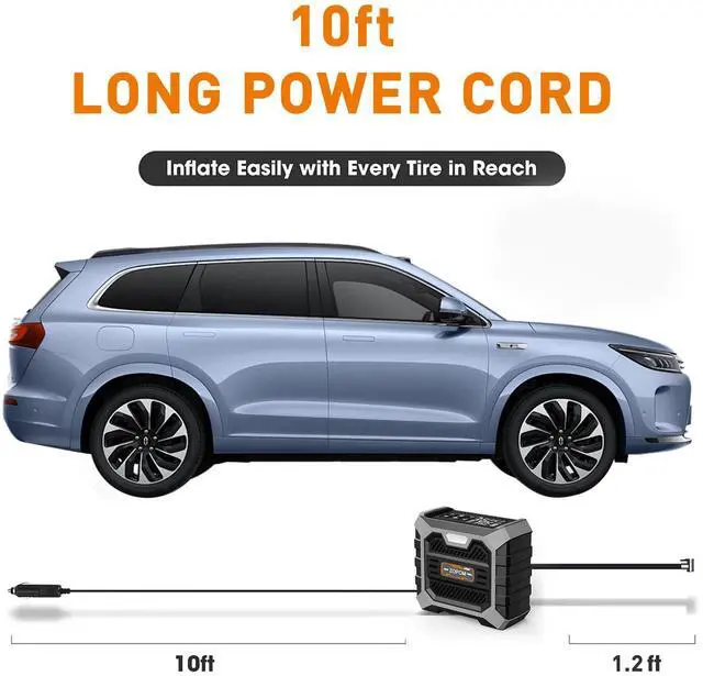 Alt view image 7 of 7 - Tire Inflator Portable Air Compressor DC 12V Portable Air Compressor with Digital Pressure Gauge Air Pump for Car Tires Car Accessories Motor Bike