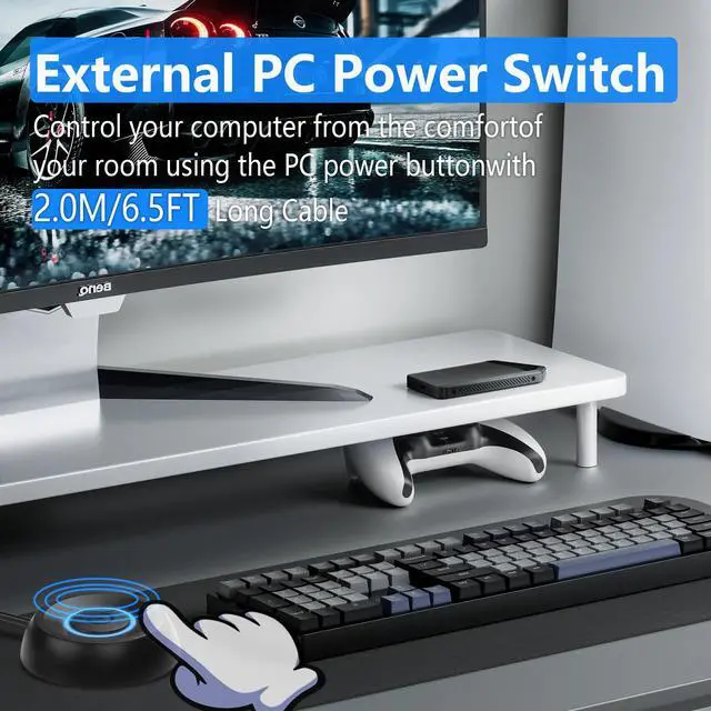Alt view image 4 of 7 - PC Power Switch, Desktop Computer External Remote Start, Motherboard Button, Extension Cable with LED Light (Black)