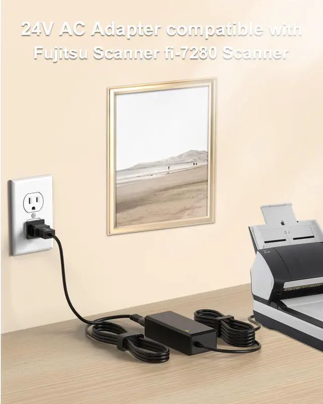 Alt view image 2 of 7 - FGIEU 24V AC/DC Adapter Power Cord Compatible with Fujitsu Scanner fi-7160 fi-7180 fi-7260 fi-7280 S1500 S1500M PA03586-B015 Power Supply Replacement