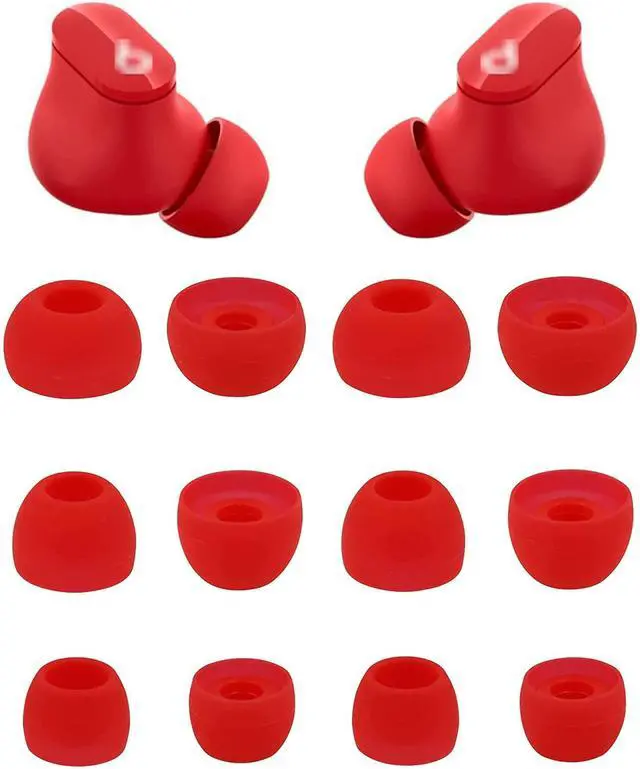 Main image of ALXCD Ear Tips Compatible with Beats Studio Buds, S M L 3 Sizes 6 Pairs Soft Silicon Earbuds Tips Eartips, Replacement for Beats Studio Buds, 6 Pairs, Red