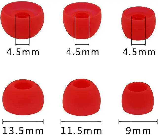Alt view image 3 of 6 - ALXCD Ear Tips Compatible with Beats Studio Buds, S M L 3 Sizes 6 Pairs Soft Silicon Earbuds Tips Eartips, Replacement for Beats Studio Buds, 6 Pairs, Red