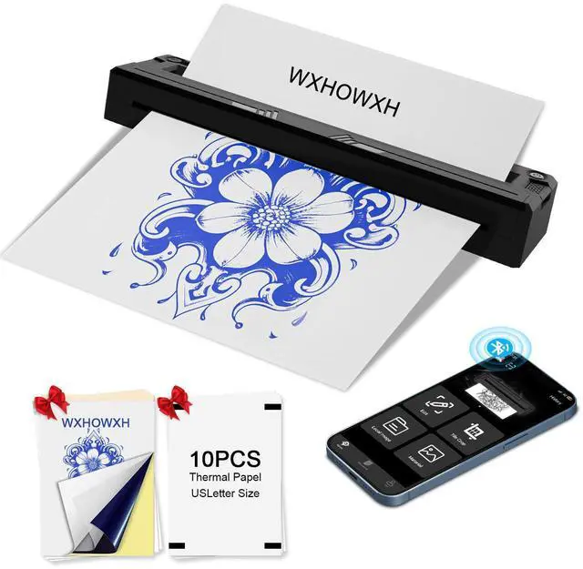 Main image of WXHOWXH Tattoo Stencil Printer Machine for Tattoo Artists&Beginners,2026 New termocopiadora Tattoo with 10pcs of Tattoo Transfer Paper,Portable Wireless Bluetooth Printer Compatible with Phone&PC