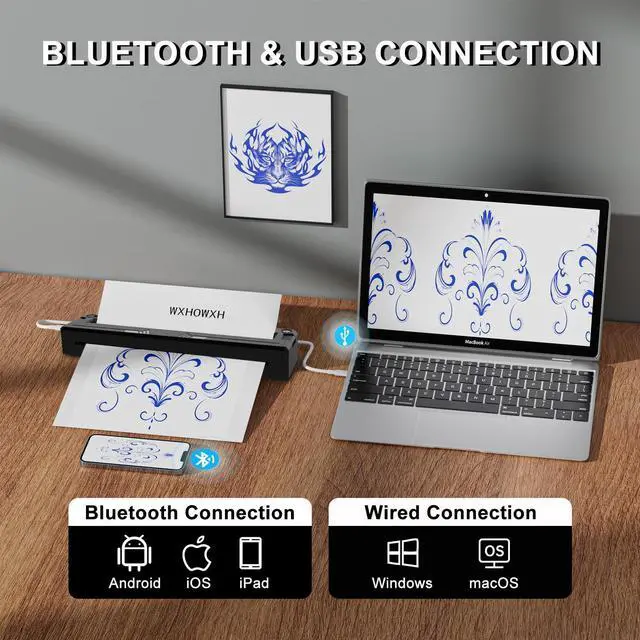 Alt view image 4 of 6 - WXHOWXH Tattoo Stencil Printer Machine for Tattoo Artists&Beginners,2026 New termocopiadora Tattoo with 10pcs of Tattoo Transfer Paper,Portable Wireless Bluetooth Printer Compatible with Phone&PC