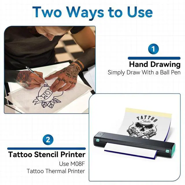 Alt view image 6 of 7 - Phomemo (Upgraded) Tattoo Stencil Paper, 110 Sheets A4 Size Transfer Paper for Tattoo Supplies Kit, Compatible with M08F, TP81, Itari A886, Stencil Printers for Tattoo Artists & Beginners