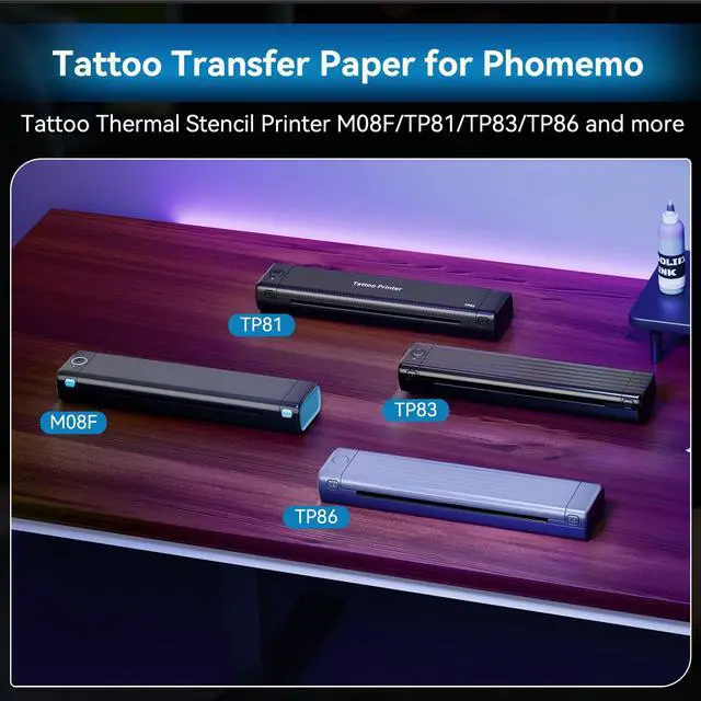 Alt view image 7 of 7 - Phomemo (Upgraded) Tattoo Stencil Paper, 110 Sheets A4 Size Transfer Paper for Tattoo Supplies Kit, Compatible with M08F, TP81, Itari A886, Stencil Printers for Tattoo Artists & Beginners