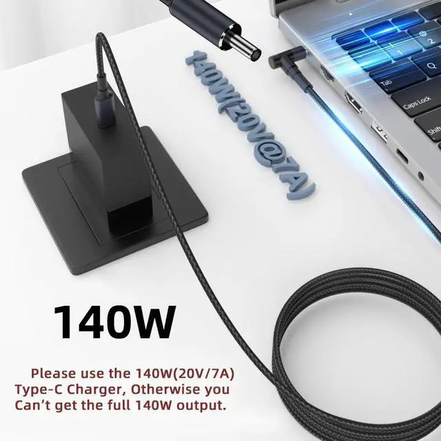 Alt view image 4 of 7 - CY Cable Type C USB-C Input to 20V DC 5.5 * 2.1mm Output Power 100W 135W 140W 65W PD Charge Cable for Laptop