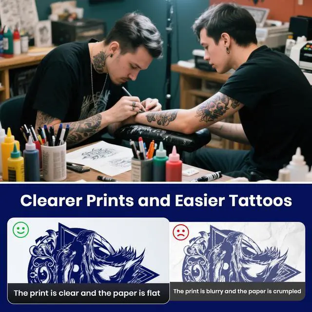 Alt view image 3 of 6 - Tattoo Stencil Printer Machine for Tattoo Artists&Beginners,with 10pcs Tattoo Transfer Paper and Folded Paper,Compatible with Phone/Pc&Pad,Portable Inkless Thermal Wireless Printer