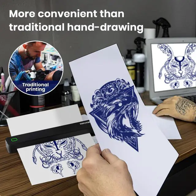 Alt view image 5 of 6 - Tattoo Stencil Printer Machine for Tattoo Artists&Beginners,with 10pcs Tattoo Transfer Paper and Folded Paper,Compatible with Phone/Pc&Pad,Portable Inkless Thermal Wireless Printer
