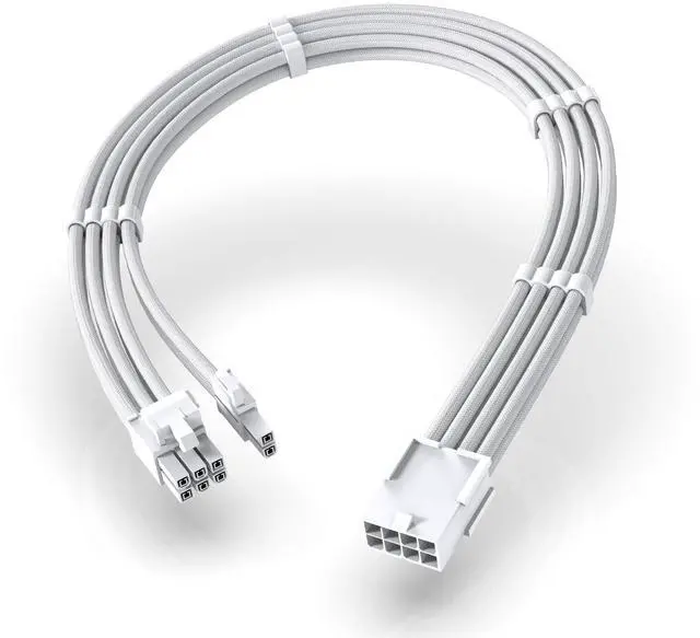 Main image of EZDIY-FAB PCIe 8-Pin Female to PCIe 8-Pin (6+2) Male Power Supply Adapter Extension Cable for Graphics Card or PCIe Device 11.8 inch (30 cm)-All White