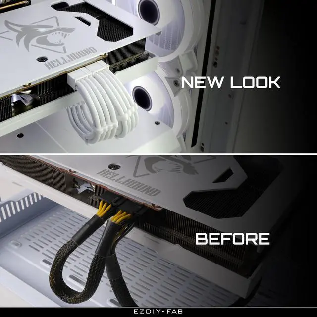 Alt view image 3 of 7 - EZDIY-FAB PCIe 8-Pin Female to PCIe 8-Pin (6+2) Male Power Supply Adapter Extension Cable for Graphics Card or PCIe Device 11.8 inch (30 cm)-All White