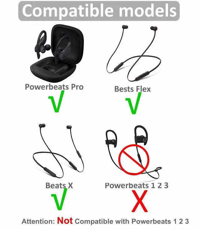 Alt view image 2 of 6 - 8 Pairs Powerbeats Pro Ear Tips Buds, 4 Size Replacement Soft Flexible Fit in Case Noise Reduce Silicone Rubber Gel Earbuds Eartips Wing Skin Accessories Compatible with Beats Flex/BeatsX - Black