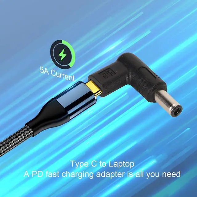 Alt view image 3 of 7 - PD USB C to DC Adapter 6.0X 3.7mm, 100W PD USB C Female to 18.5V 20V DC Male, 90 Degree USB C to DC Adapter for Laptops and Other Devices