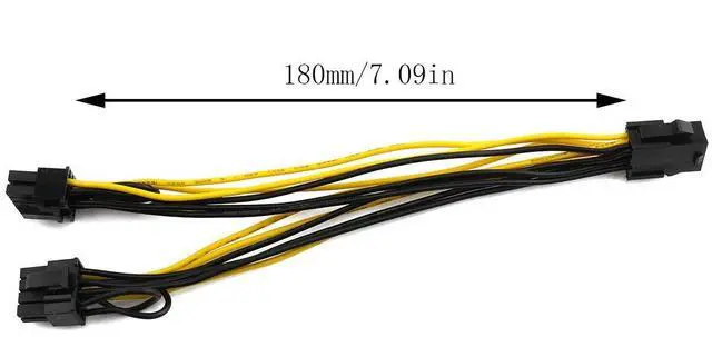 Alt view image 2 of 5 - E-outstanding 2pcs PCI-E 6-pin Female to 2X 8-pin Male Adapter Power Splitter Cable for PCI Express 6+2 Pin Powered GPU Video Card 22cm