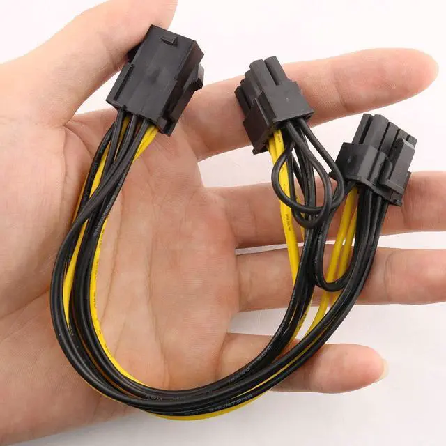 Alt view image 5 of 5 - E-outstanding 2pcs PCI-E 6-pin Female to 2X 8-pin Male Adapter Power Splitter Cable for PCI Express 6+2 Pin Powered GPU Video Card 22cm