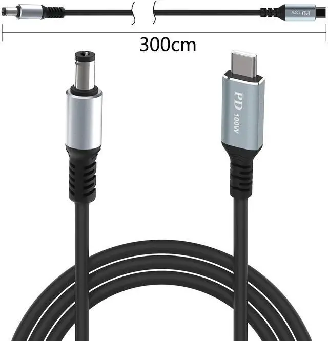 Alt view image 3 of 6 - HIEbee USB C to DC 5.5mm x 2.1mm Power Charging Cord for Laptop (5521), (9.9ft USB Type C Male Input to DC 5.5 x 2.1mm Male Power Output£¬Output 20V 5A Max.Portable for Travel,Study,Outdoor Test.