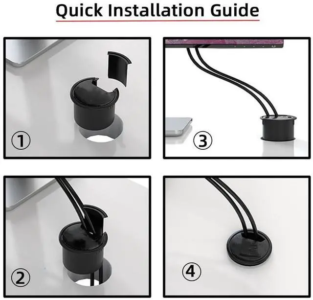 Alt view image 13 of 14 - Vszerda USB 3.0 Flush Mount Desktop HUB,2 USB 3.0 Port/1 USB C Port HUB Grommet Hole 2.36"(60mm) with 3.5mm Audio Port