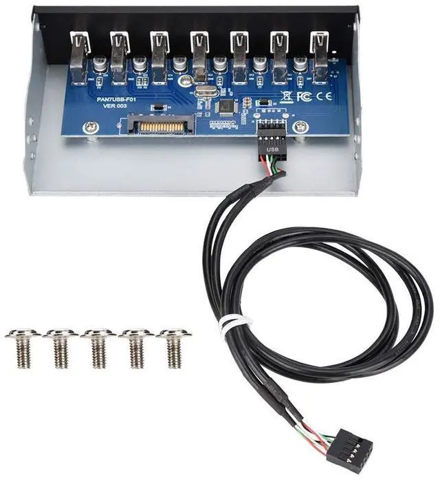 Alt view image 5 of 6 - USB 2.0 HUB 5.25 Inch Internal Front Metal Panel 5.25 Inch 7 Port USB Hub Drive Panel 9PIN to 6 Port USB2.0 Panel Fit for 5.25 Inch Computer Case Scanner Typewriter