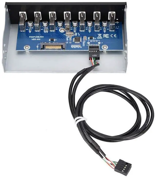 Alt view image 6 of 6 - USB 2.0 HUB 5.25 Inch Internal Front Metal Panel 5.25 Inch 7 Port USB Hub Drive Panel 9PIN to 6 Port USB2.0 Panel Fit for 5.25 Inch Computer Case Scanner Typewriter