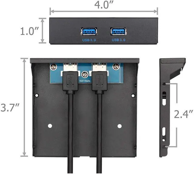 Alt view image 6 of 6 - Excelity 2 Ports USB 3.0 Front Panel Floppy Disk Bay 20 Pin Hub Bracket