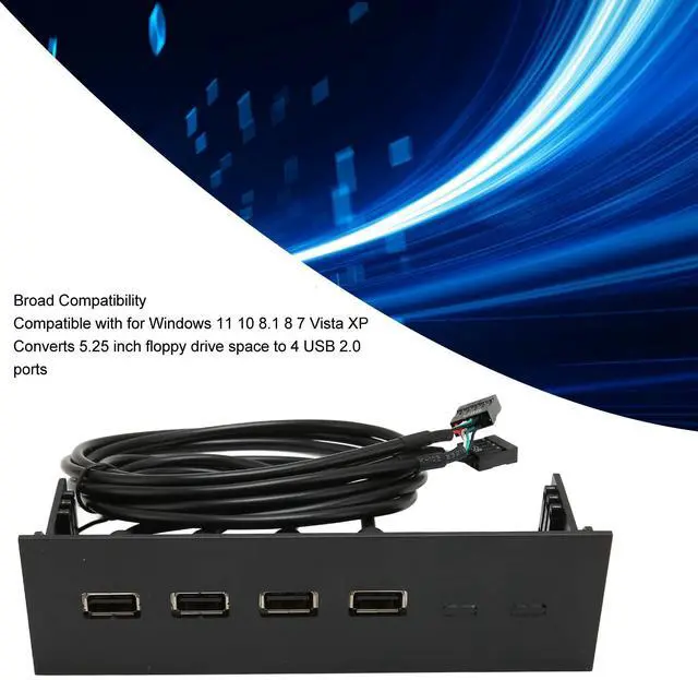 Alt view image 5 of 7 - 5.25 Inch USB2.0 Front Panel Hub, 19Pin Front Panel Adapter 4 USB2.0 Optical Drive Front Panel, USB Hubs Computer Expansion Board Internal Front Metal Panel for Computer Case