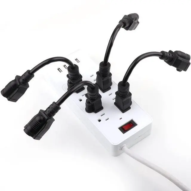 Alt view image 7 of 7 - 8 inch Short Power Extension Cord Outlet Saver, ETL Listed, SJTW 16AWG/13A 3 Prong Indoor/Outdoor Use, 4 Pack, Black