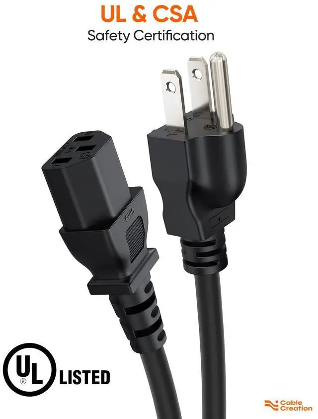 Alt view image 4 of 7 - 2-Pack 1 Foot NEMA 5-15P to IEC 320 C13 Universal Power Cord | 18 AWG Standard Computer Power Adapter Cord, UPS Power Cord, SJT Cord, Black, 0.3 Meters