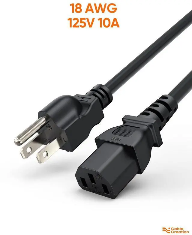 Alt view image 5 of 7 - 2-Pack 1 Foot NEMA 5-15P to IEC 320 C13 Universal Power Cord | 18 AWG Standard Computer Power Adapter Cord, UPS Power Cord, SJT Cord, Black, 0.3 Meters