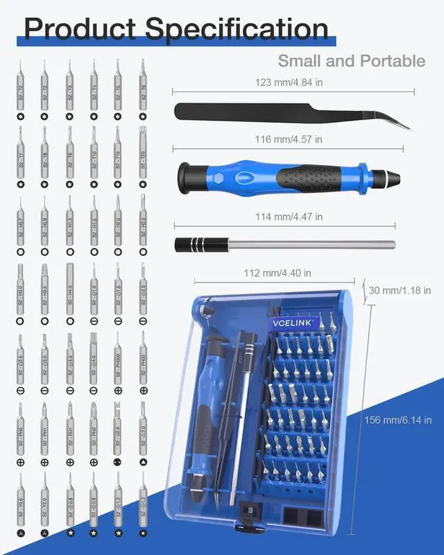 Alt view image 2 of 7 - Mini Screwdriver Set with 42 Bits, 45 in 1 Small Precision Magnetic Tiny Screwdriver Bit Kit with Tweezers & Extension Shaft for Laptop, PC, Phone, Computer, Game Console