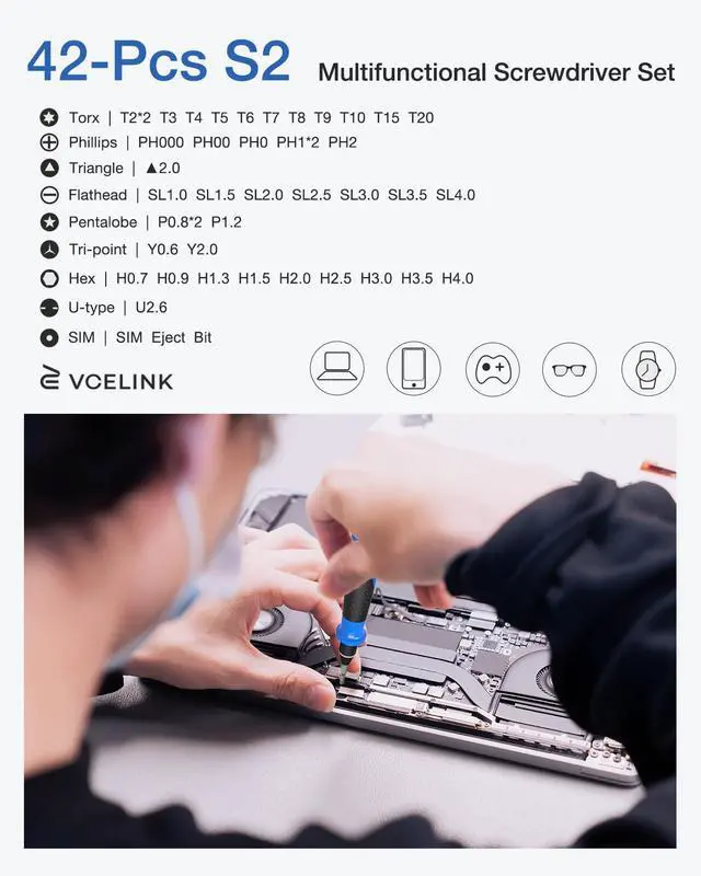 Alt view image 3 of 7 - Mini Screwdriver Set with 42 Bits, 45 in 1 Small Precision Magnetic Tiny Screwdriver Bit Kit with Tweezers & Extension Shaft for Laptop, PC, Phone, Computer, Game Console